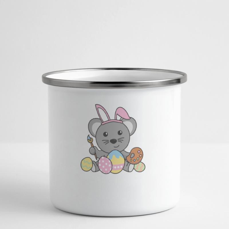 Happy Easter Cute Mouse Easter with Easter Eggs Camper Mug