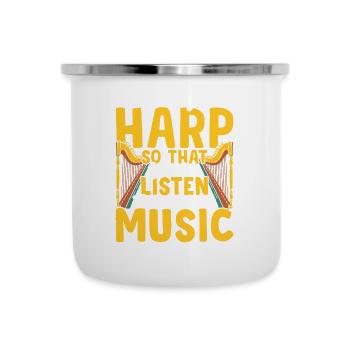 Harfenmusikliebhaber Hören Experte Musiker - Emaille-Tasse - Weiß - Vorne