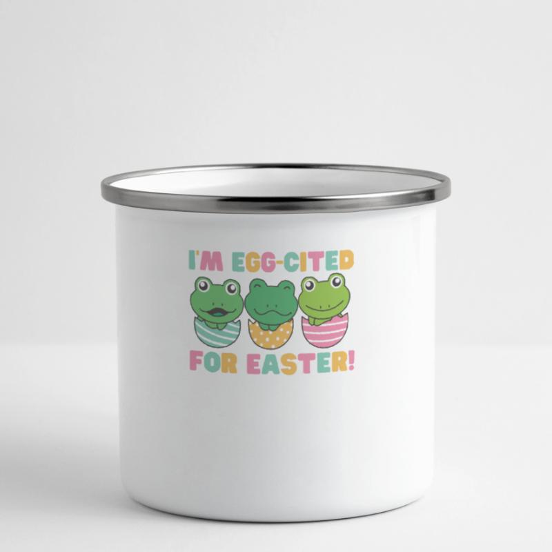sweet frogs at Easter with Easter eggs frog Camper Mug