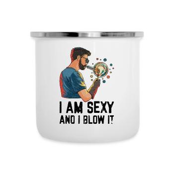 Conception en verre soufflé à la main pour un souffleur de verre - Tasse émaillée - blanc - Devant