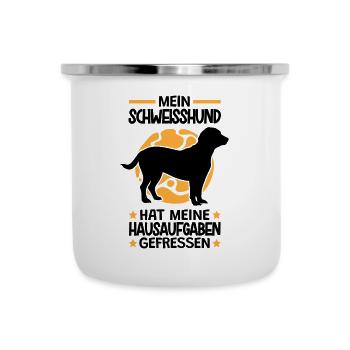 Hannoverscher Schweißhund Hausaufgaben gefressen - Emaille-Tasse - Weiß - Vorne