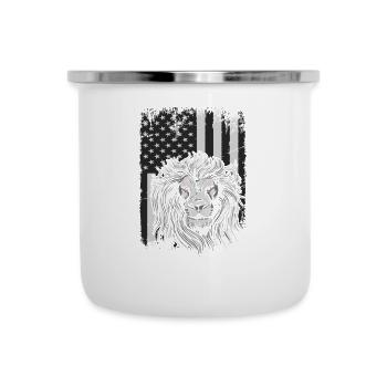 Lion Usa Flag Libérez votre force intérieure - Tasse émaillée - blanc - Devant