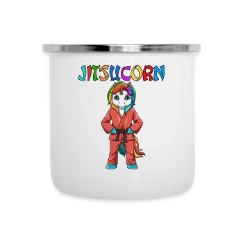 Jitsucorn Einhorn Judo Kampfsportart - Emaille-Tasse - Weiß - Vorne