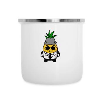 Ananas Gangster Mafia Kawaii Design - Emaille-Tasse - Weiß - Vorne