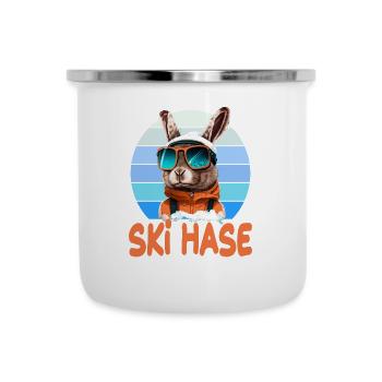 Skihase Skifahren Skifahrn Skihaserl - Emaille-Tasse - Weiß - Vorne