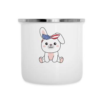 4 juillet American Bunny for Kids USA - Tasse émaillée - blanc - Devant