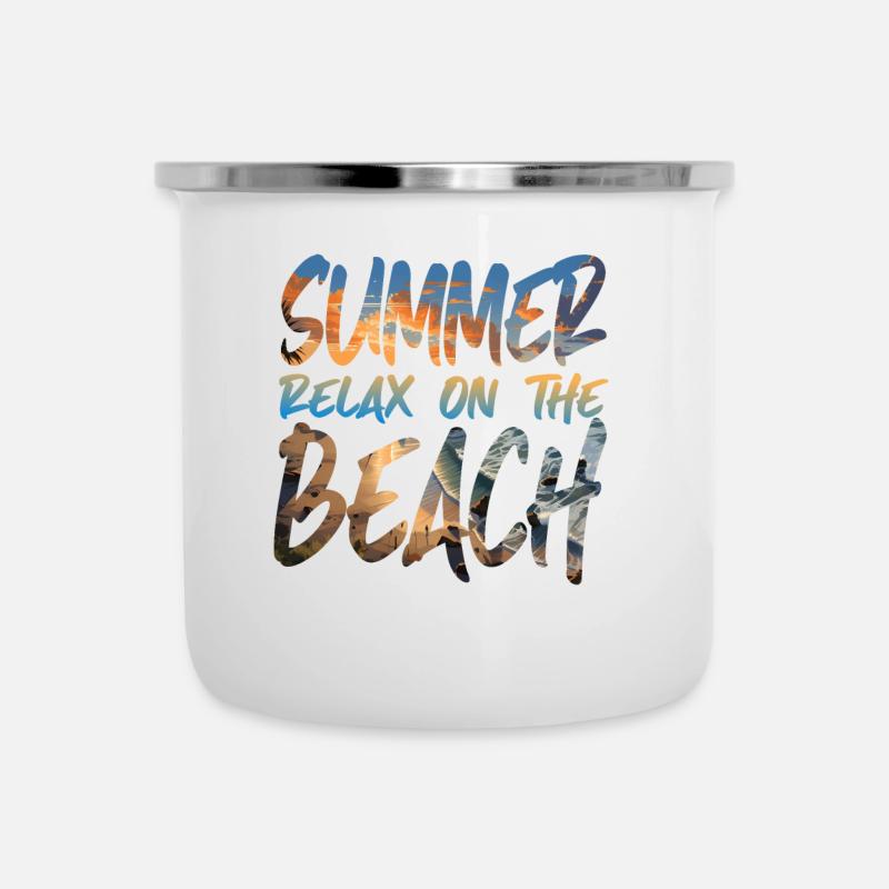 Plage d’été - Tasse émaillée - blanc