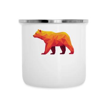 Geometrische Grizzly-Kunst in warmen Tönungen - Emaille-Tasse - Weiß - Vorne