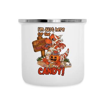 I'm Just Here For Candy Halloween Drache Mumie - Emaille-Tasse - Weiß - Vorne