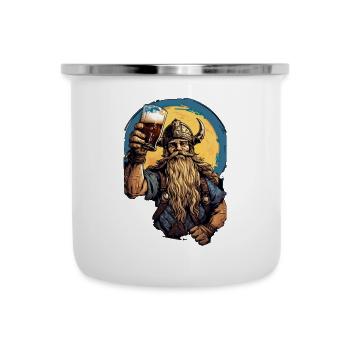 Beer And Valhalla Wikinger - Emaille-Tasse - Weiß - Vorne