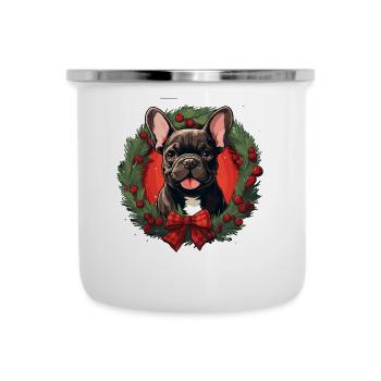 Bouledogue français de Noël - Tasse émaillée - blanc - Devant