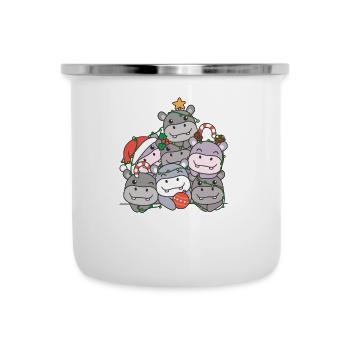 Hippo Christmas Tree Funny Animal Christmas - Camper Mug - white - Front