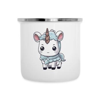Bande dessinée d’hiver licorne - Tasse émaillée - blanc - Devant
