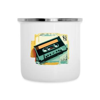 Kassette - Emaille-Tasse - Weiß - Vorne