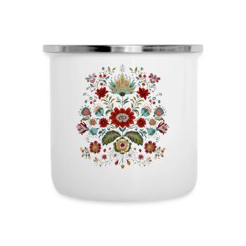 Polish Embroidery Traditional Folk Art Floral - Camper Mug - white - Front