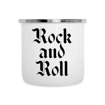 Rock'n'Roll-Logo - Emaille-Tasse - Weiß - Vorne