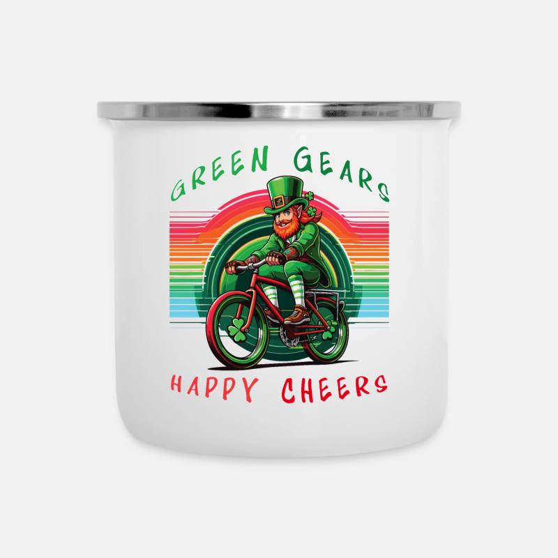 Leprechaun Cycling St Patrick's Day Design - Camper Mug - white