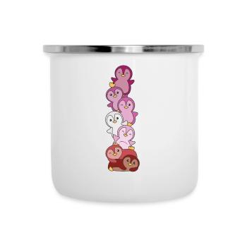 Lipstick Lesbisch Flagge Pride LGBTQ süße Pinguin - Emaille-Tasse - Weiß - Vorne