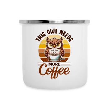 Mürrische Eule Mit Kaffee - Tasse émaillée - blanc - Devant