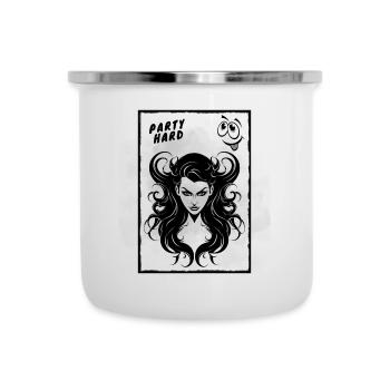 Party Hard Comic Spruch Lustig Humor Outfit - Emaille-Tasse - Weiß - Vorne
