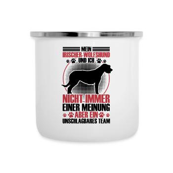 Irischer Wolfshund ist unschlagbar - Emaille-Tasse - Weiß - Vorne