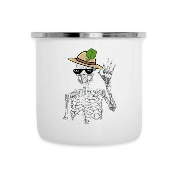 Skelett Gärtner Spinat Gärtnern Mime Vegetarier - Emaille-Tasse - Weiß - Vorne