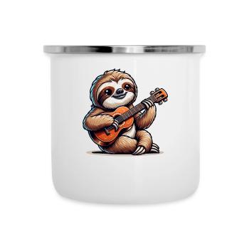 Conception de groupe de guitariste paresseux mignon - Tasse émaillée - blanc - Devant