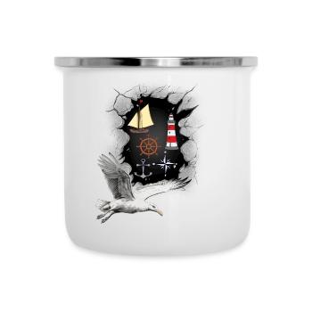North Sea Lighthouse Lighthouses Seagulls Maritime Ship - Camper Mug - white - Front