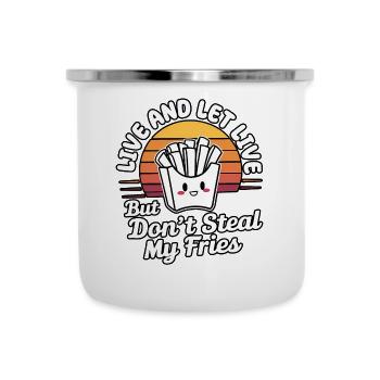 Mignon Drôle Vintage Rétro Coucher de soleil Kawaii Frites - Tasse émaillée - blanc - Devant