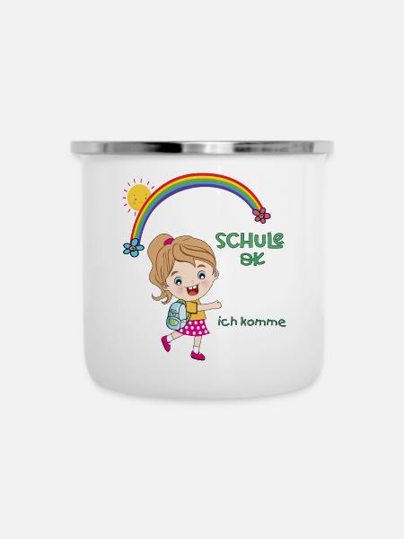 Schulkind, Einschulung - Emaille-Tasse - Weiß
