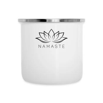 Fleur de lotus Yoga Yin Yang Méditation Pleine conscience - Tasse émaillée - blanc - Devant
