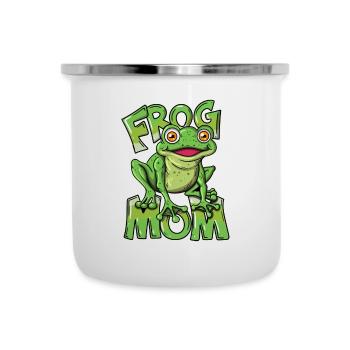 Frosch Mama Kröte Gartenteich Fischteich Frog Mom - Emaille-Tasse - Weiß - Vorne