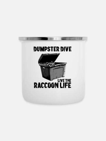 Dumpster Diving Waschbär Lebensmittelrettung - Emaille-Tasse - Weiß