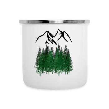 Wald Fichten Natur Naturliebhaber Gewbirge Berge - Emaille-Tasse - Weiß - Vorne