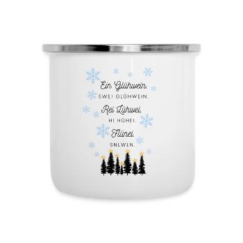 Weihnachten und Weihnachtsmarkt: Ein Glühwein. - Emaille-Tasse - Weiß - Vorne