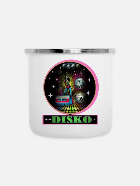 Disco Diva Neon Glitzerkugeln - Emaille-Tasse - Weiß