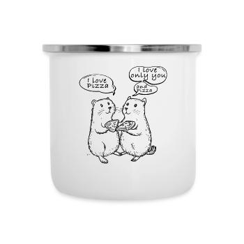 I love Pizza Murmeltiere - Emaille-Tasse - Weiß - Vorne
