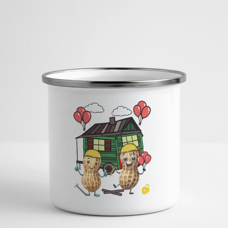 Peanuts Constructeur de maison Constructeur Remorque de construction Maison propre Maison Tasse émaillée