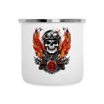 Biker 63 Compleanno Teschio Moto Motociclista - Tazza smaltata - bianco - Fronte