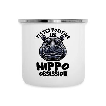 Nilpferd - Emaille-Tasse - Weiß - Vorne