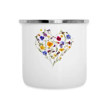 Heart of delicate blossoms - Spring-like - Camper Mug - white - Front