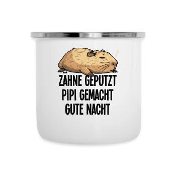 Capybara Teeth Brushed Good Night Pajamas Gift - Camper Mug - white - Front