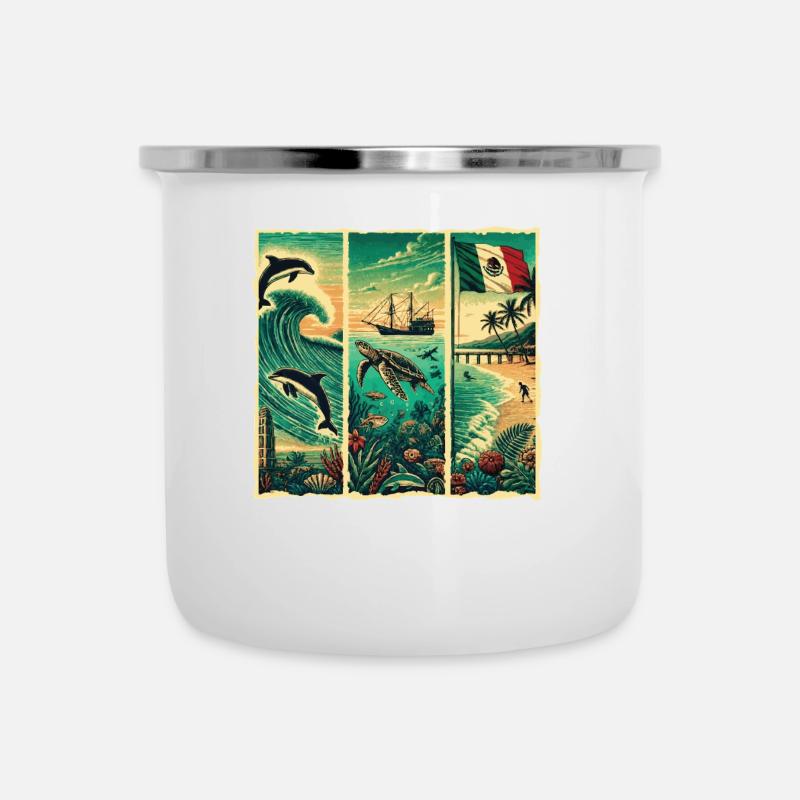 Mexico Vacation Souvenir Summer Cancun - Camper Mug - white