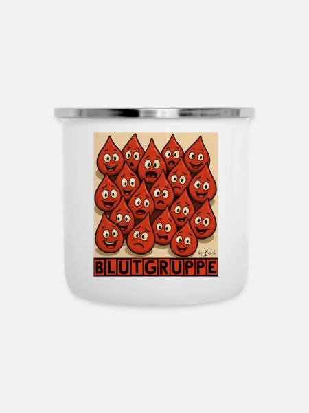 Blutgruppe by Rico Beck - Emaille-Tasse - Weiß