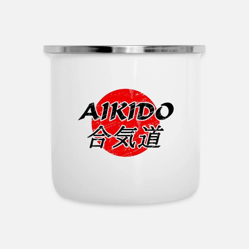 Aikido - Emaille-Tasse - Weiß