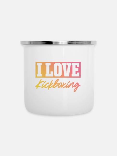 Ich liebe Kick Boxing - Emaille-Tasse - Weiß