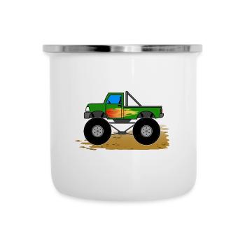 Cooler Monstertruck für Kinder - Emaille-Tasse - Weiß - Vorne
