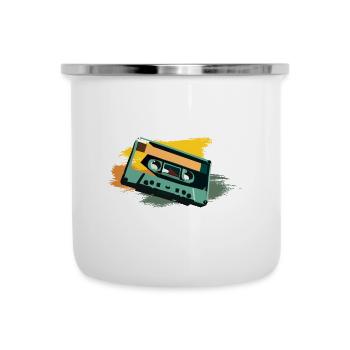 Kassette - Emaille-Tasse - Weiß - Vorne