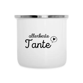 Beste Tante 2023 / Patentante / Du wirst Tante - Emaille-Tasse - Weiß - Vorne