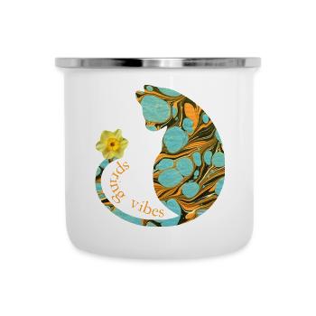 katze mit blume e 204 - Emaille-Tasse - Weiß - Vorne